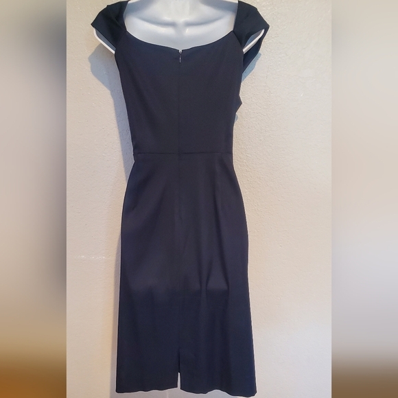 Maggie London Jackie O Satin Cocktail Side Bustled Pencil Midi Dress Sz 14 - Picture 9 of 12